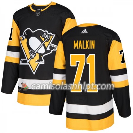 Camisola Pittsburgh Penguins Evgeni Malkin 71 Adidas 2017-2018 Preto Authentic - Homem